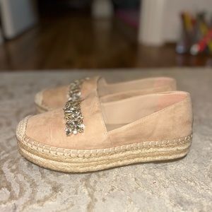 Karl Lagerfield Paris Tan Crystal Platform Espadrilles